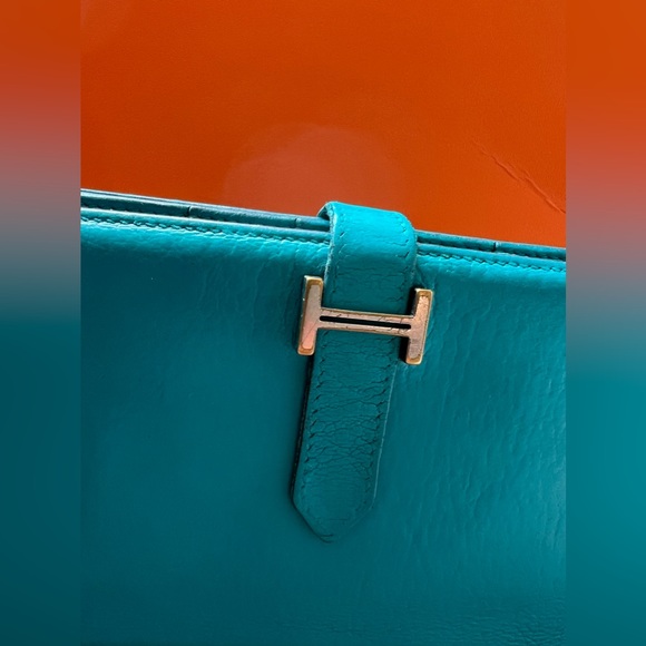 💥HOT  Pick🔥HERMES Bearn Taurillon Clemence Leather Long H Logo Bifold Wallet - Picture 3 of 17